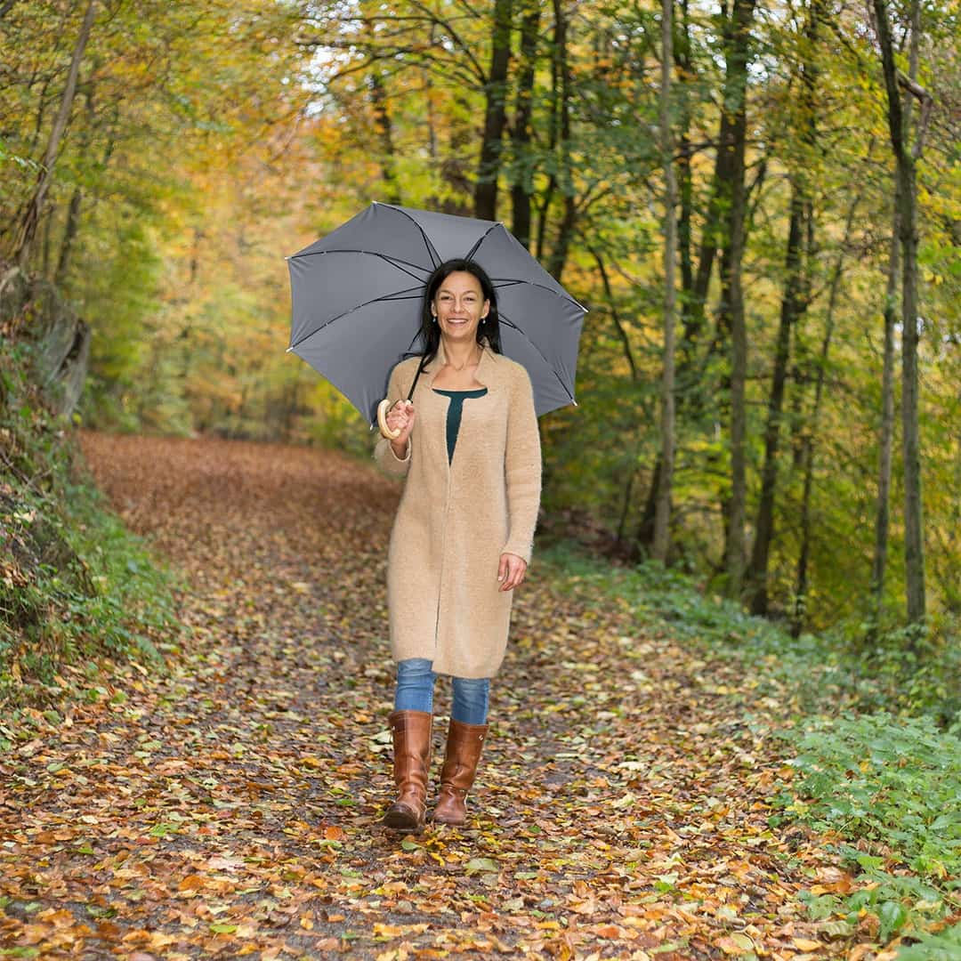 Grau ws image3 ac stockschirm ökobrella watersave nachhaltig holzgriff